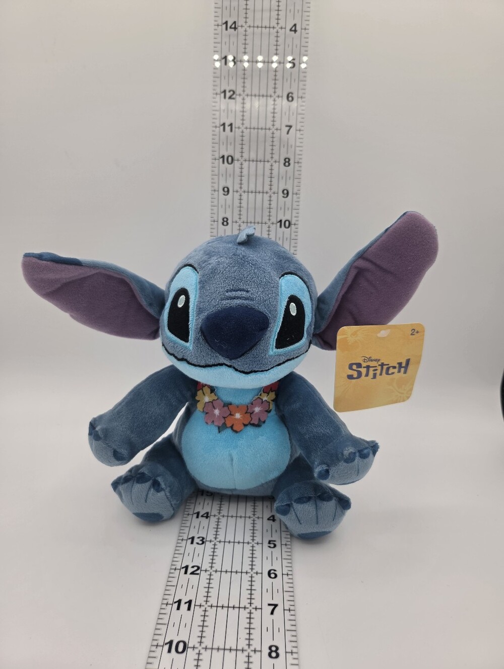 Disney Stitch Plush in Blue with Purple-Eared Flower Lei